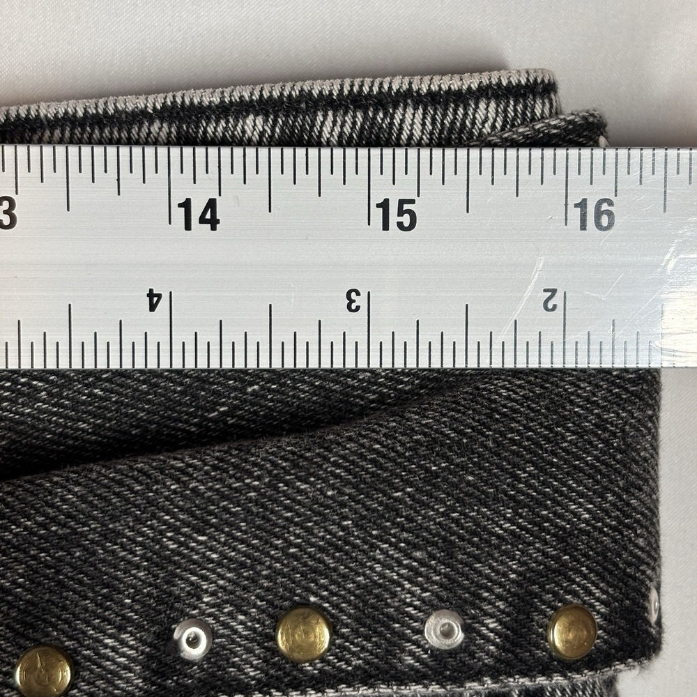 Sandro Black Washed Denim Mini Skirt with Studded Belt - Picture 9 of 12